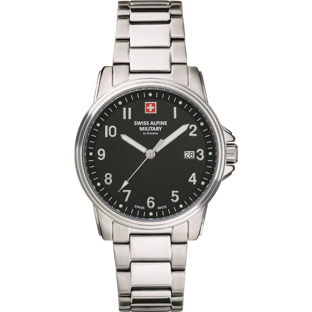 Swiss Alpine Military By Grovana Leader Black Dial Quartz 7011.1137 100M Men's Watch