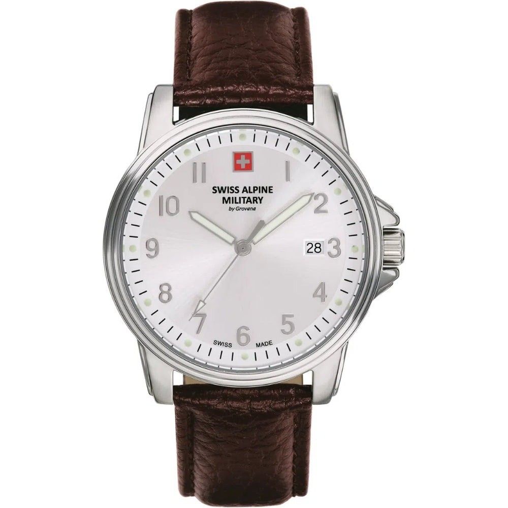 Swiss Alpine Military By Grovana Leader Silver Dial Quartz 7011.1532 100M Men's Watch