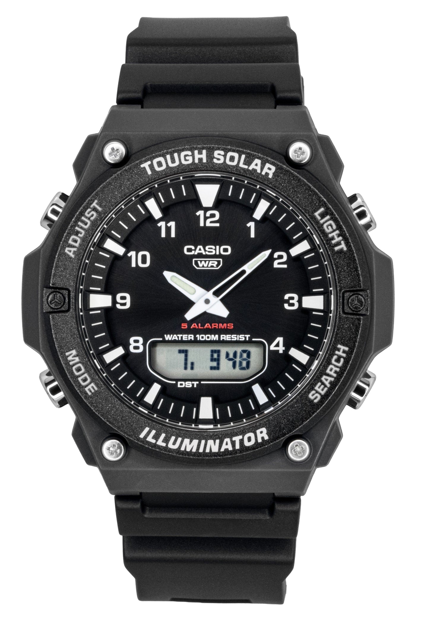 Casio Analog Digital Resin Strap Black Dial Solar AQ-S820W-1AV 100M Men's Watch