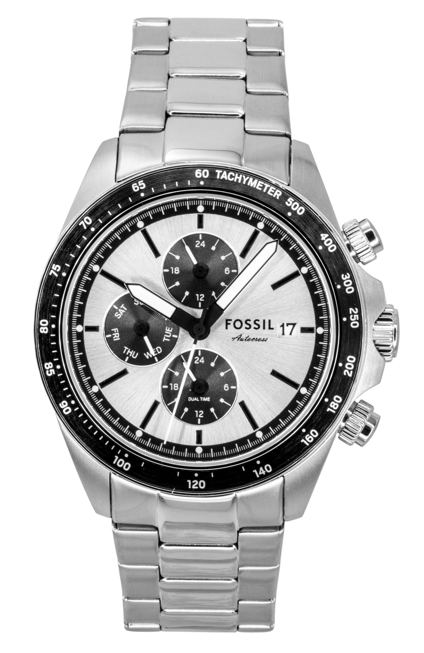 Fossil Autocross Multifunction Stainless Steel Silver Dial Quartz FS6124 Men's Watch