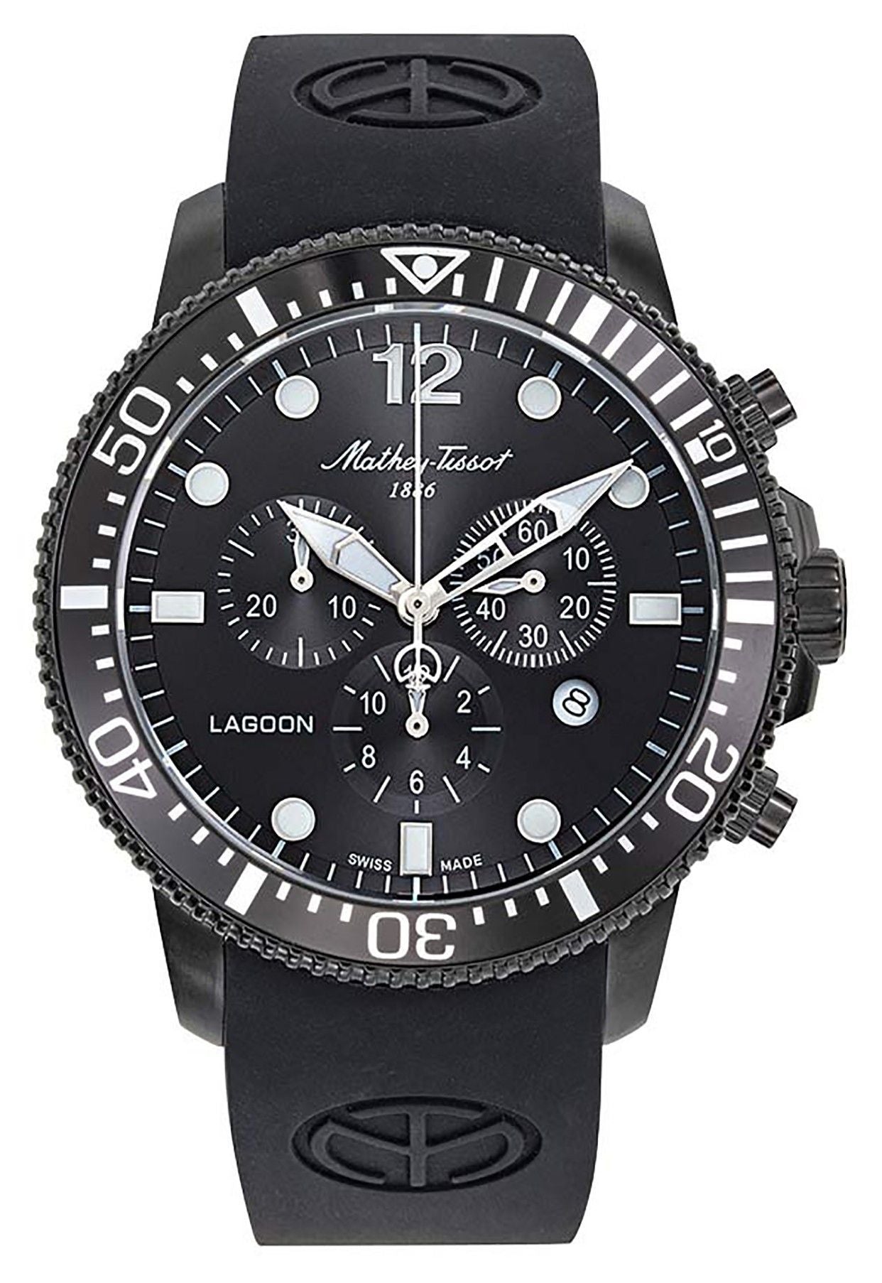 Mathey-Tissot Lagoon Chronograph Silicon Strap Black Dial Quartz H123CHLNN 100M Men's Watch