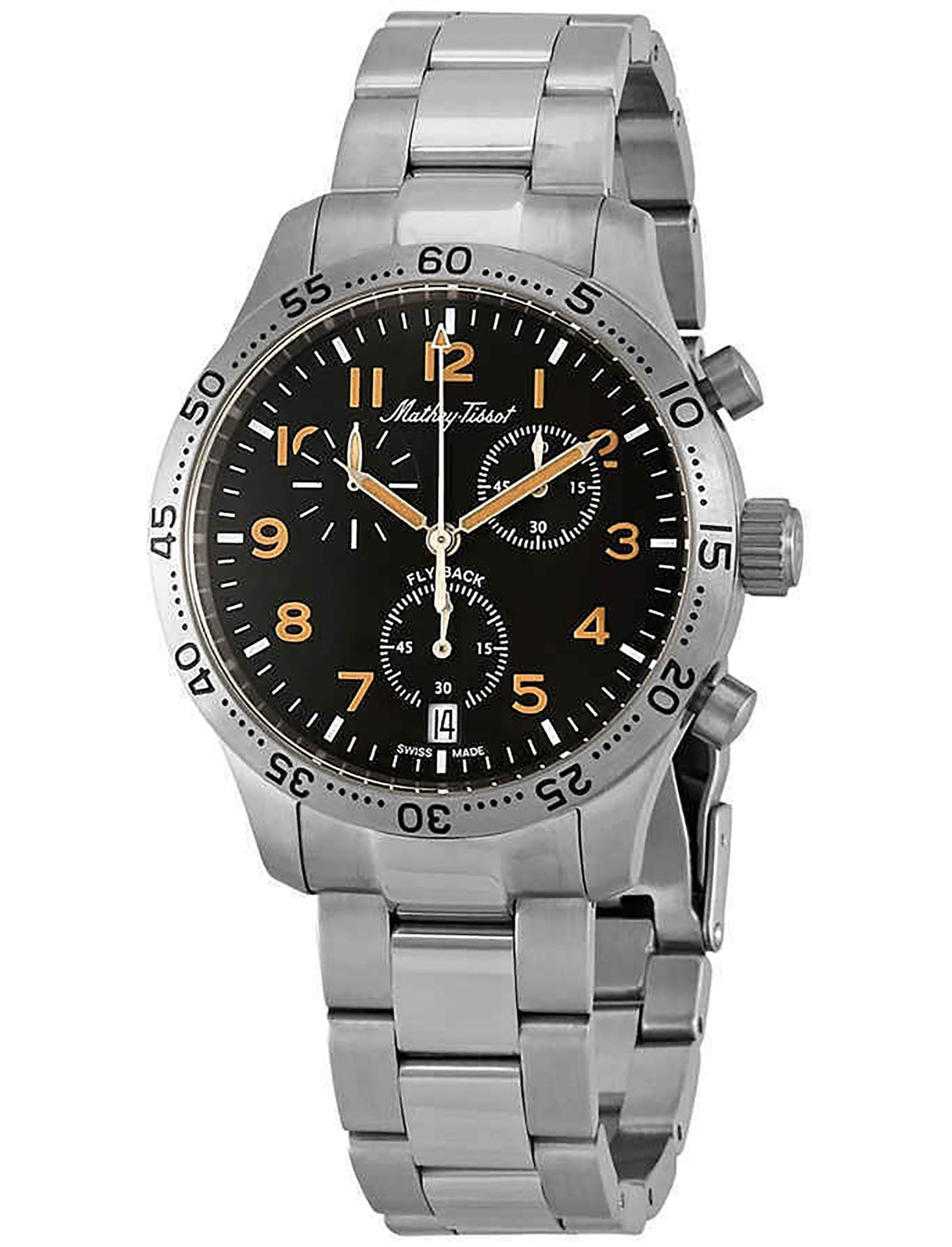 Mathey-Tissot Type 21 Flyback Chronograph Stainless Steel Black Dial Quartz H1821CHANO Men's Watch