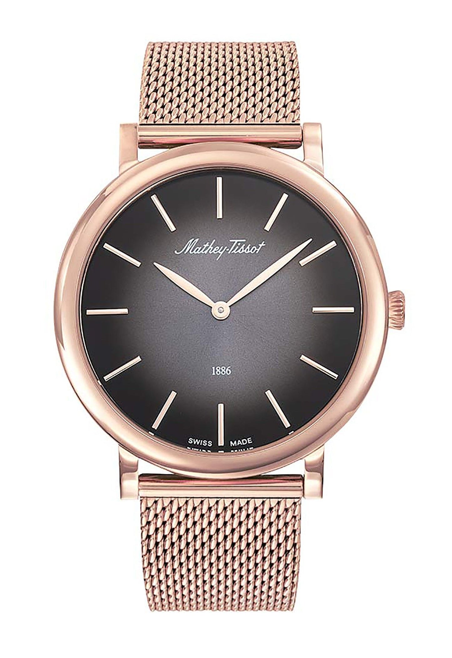 Mathey-Tissot Monsoon Rose Gold Tone Stainless Steel Black Dial Quartz H7916PN Men's Watch