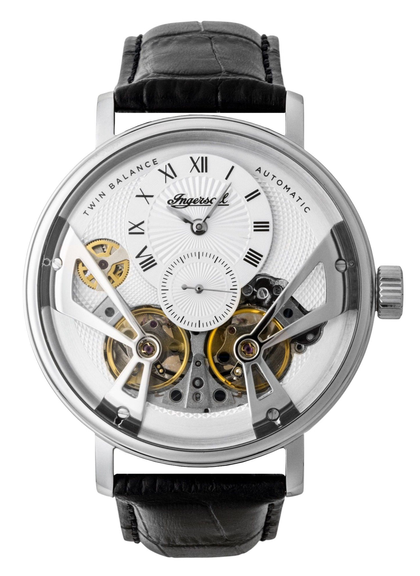 Ingersoll Tenessee Leather Strap Silver Skeleton Dial Automatic I13105 Men's Watch