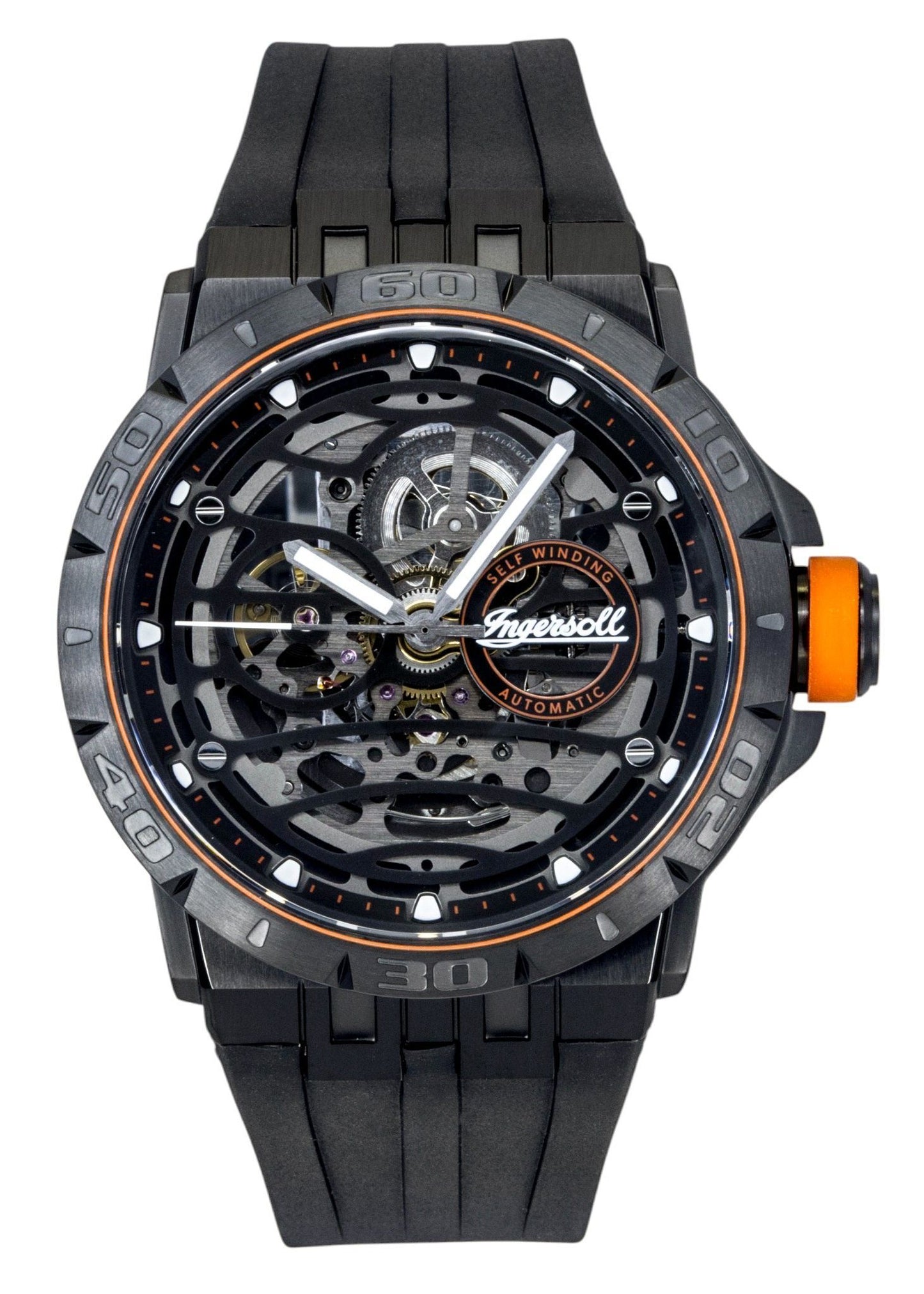 Ingersoll The Rigger Polyurethane Strap Black Skeleton Dial Automatic I17902 Men's Watch