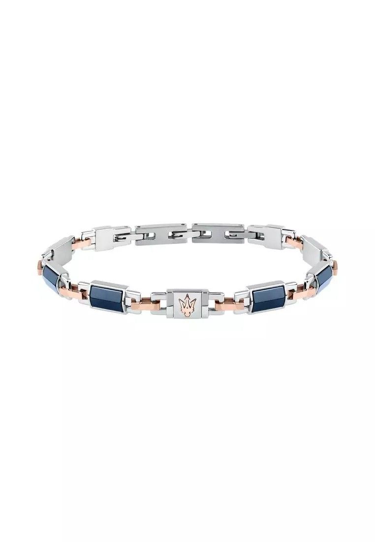 Maserati Jewels Blue, Gold Tone And Silver Tone Stainless Steel Bracelet JM425ATZ67 For Men