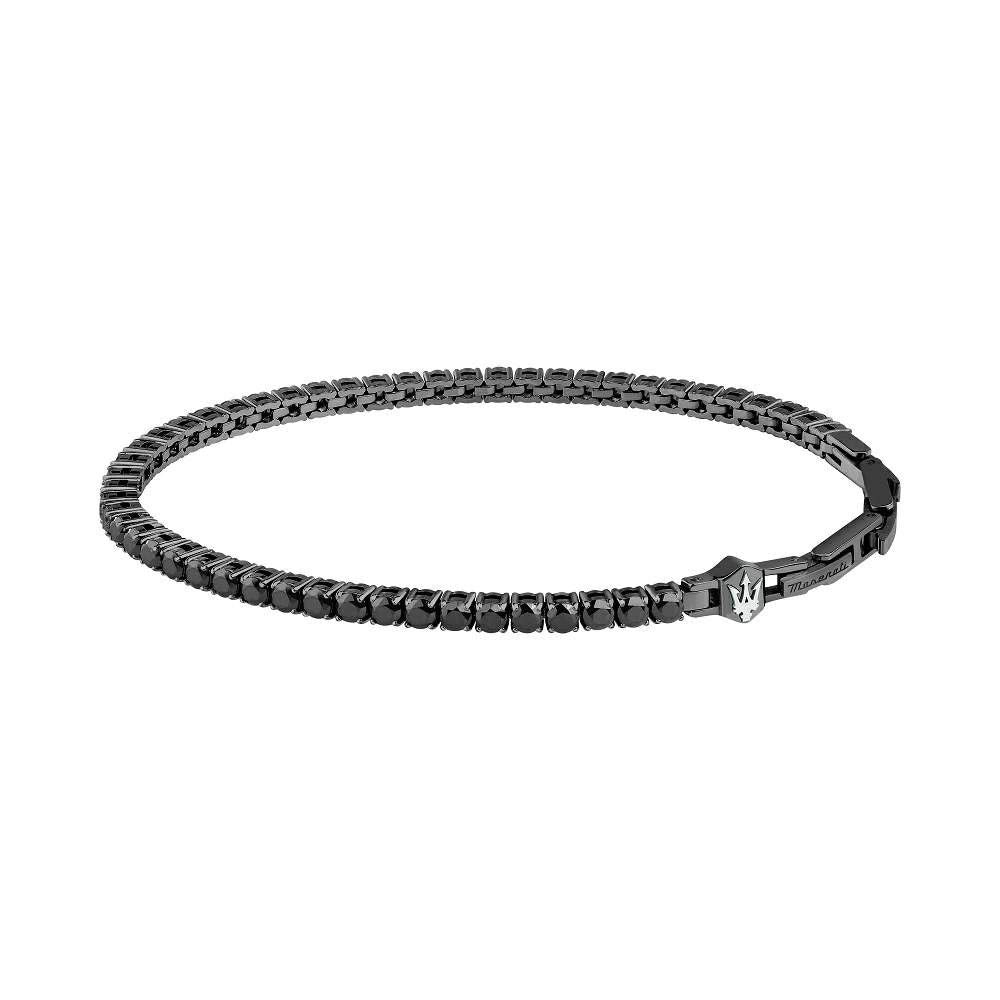 Maserati Tennis Grey Stainless Steel With Black Zircons Bracelet JM425AVC08 For Men