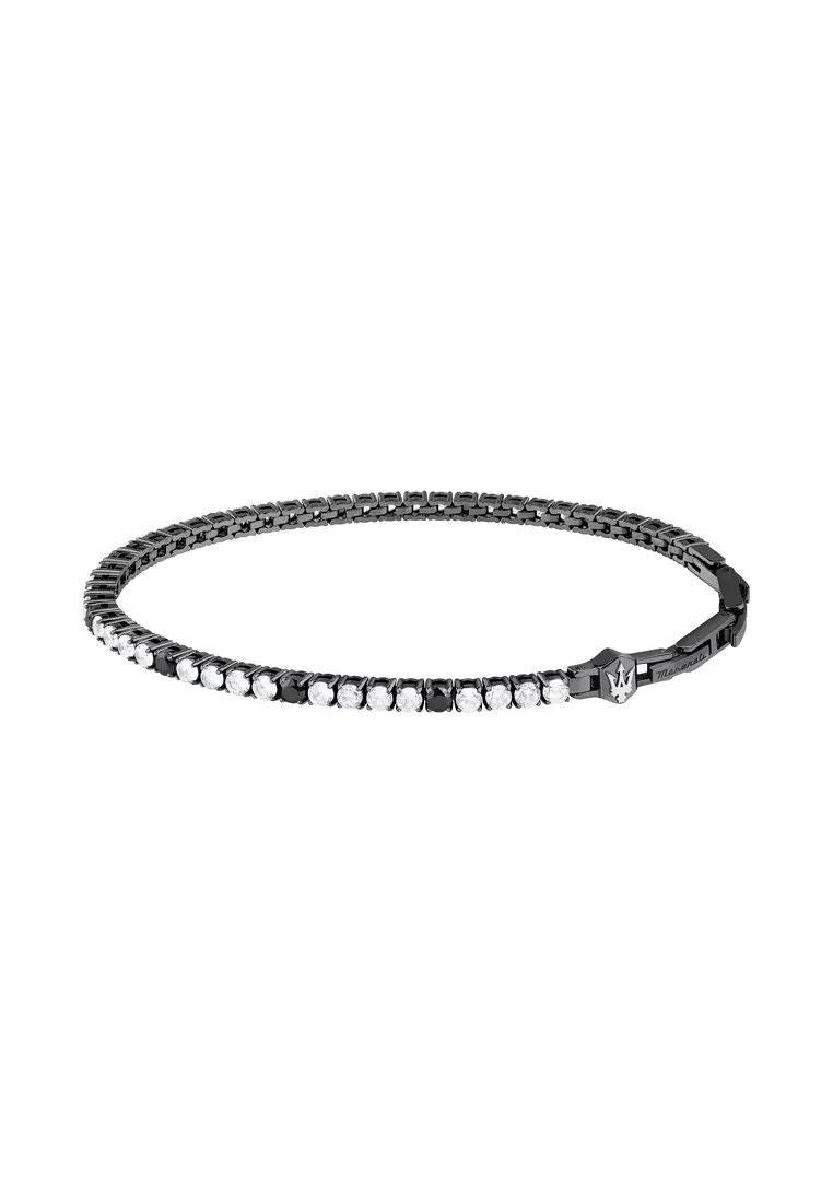 Maserati Tennis Grey Stainless Steel With White Zircons Bracelet JM425AVC09 For Men