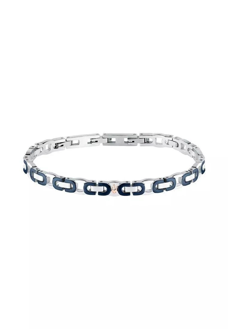 Maserati Jewels Blue And Silver Tone Stainless Steel Bracelet JM425AVD96 For Men