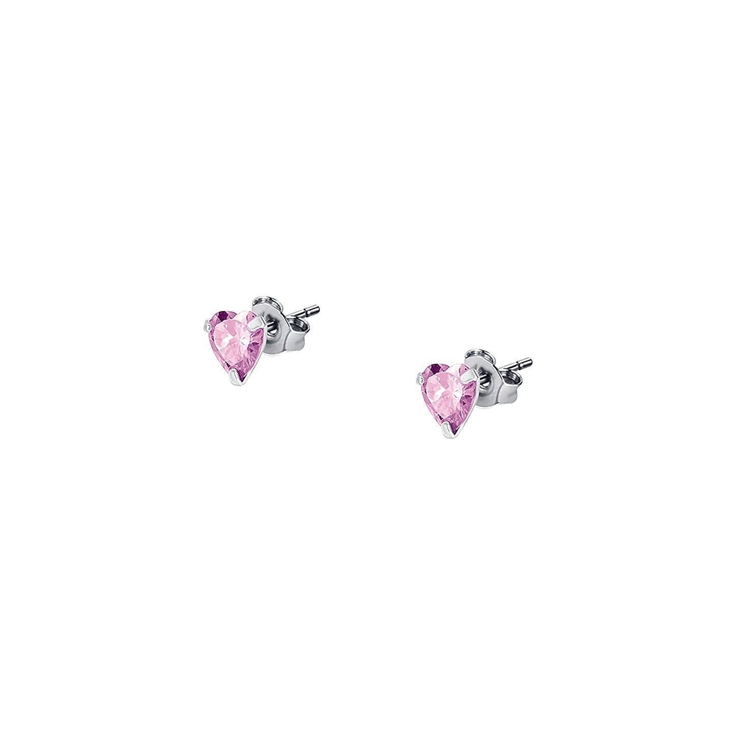 La Petite Story Silver Earrings With Pink Zircons LPS01AWV28 For Women