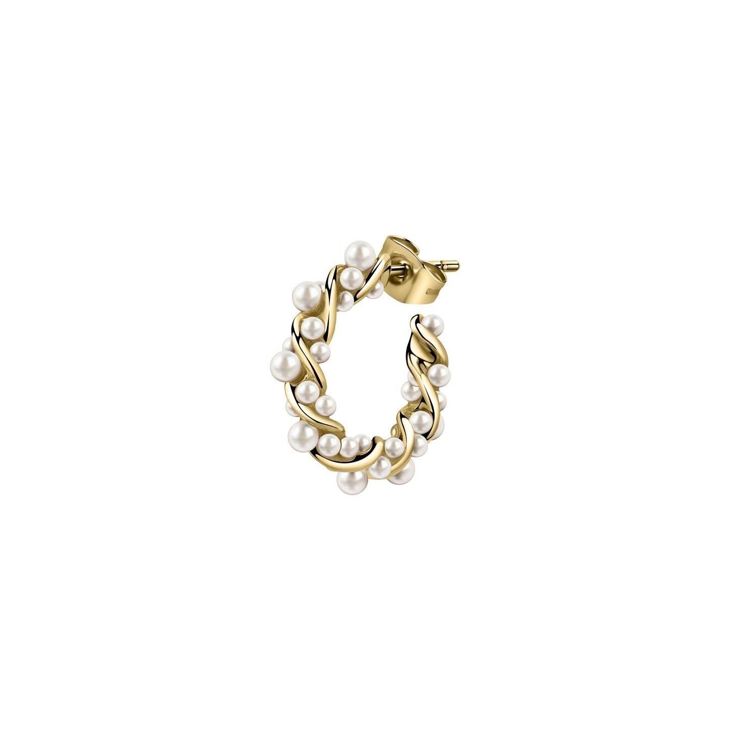 La Petite Story Single Gold Tone Steel Earrings With Synthetic Pearls LPS02AQM23 For Women