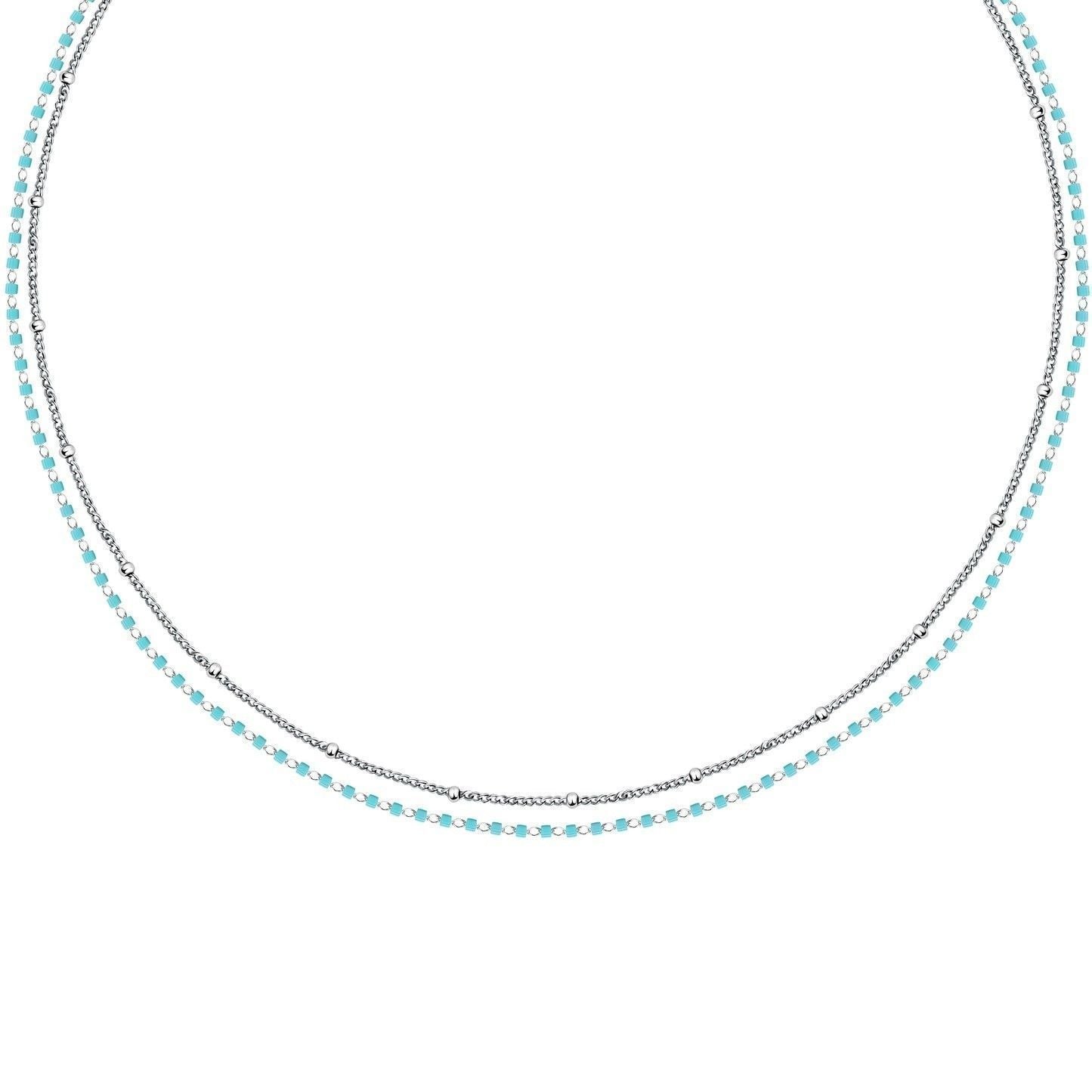 La Petite Story Steel Necklace With Light Blue Beads LPS10ARR09 For Women