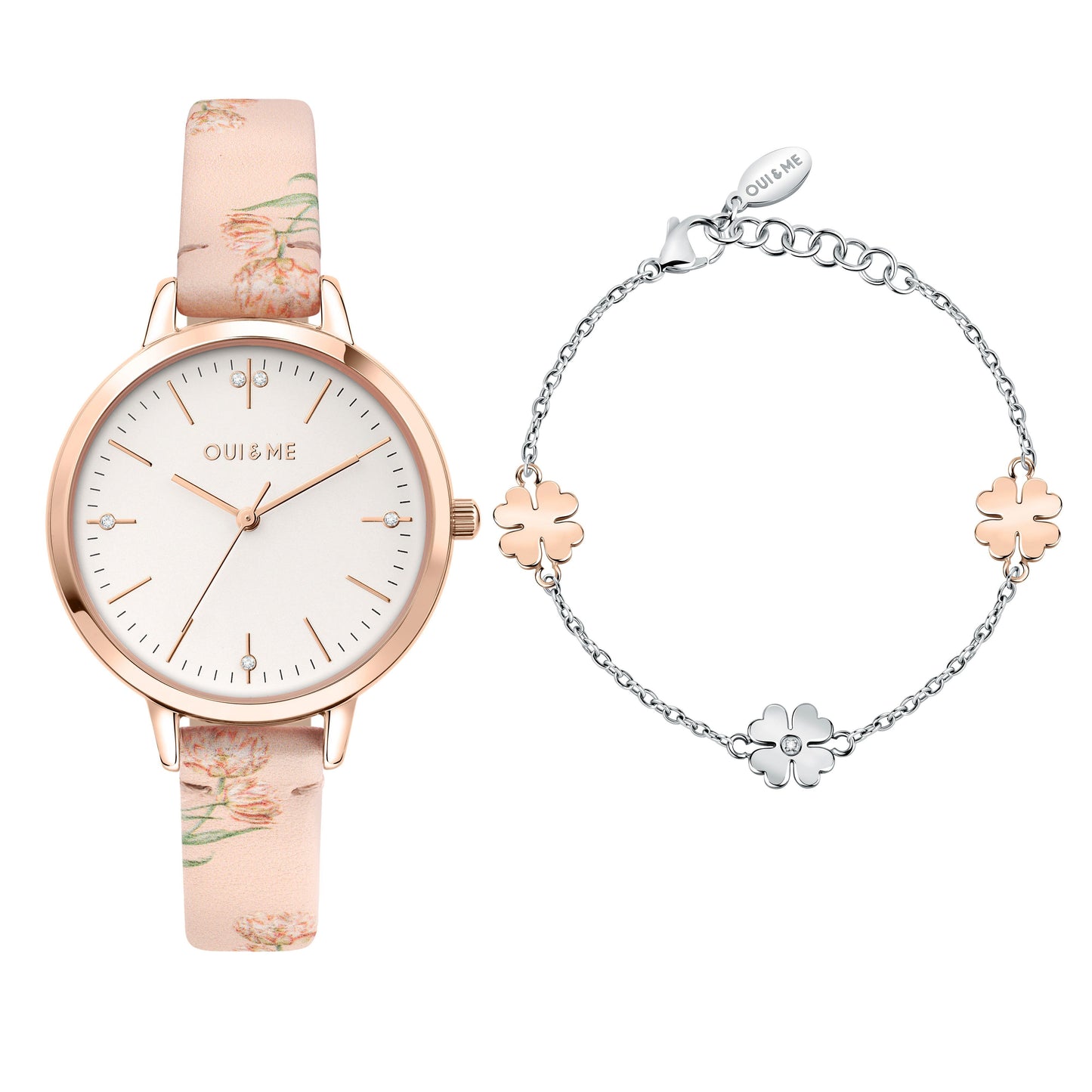 Oui & Me Fleurette Stainless Steel White Dial Quartz ME010304 Women's Watch With Extra Bracelet