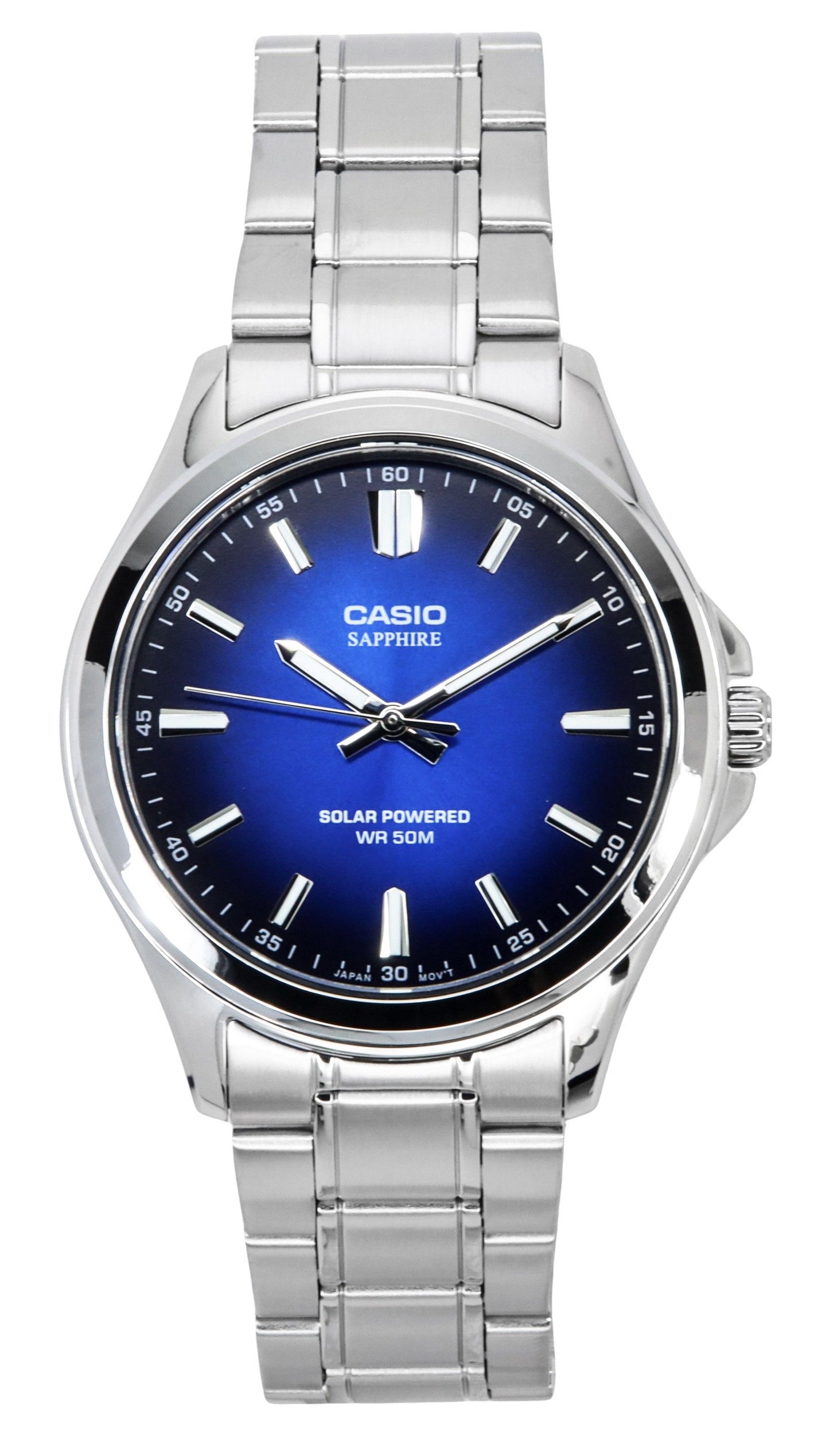 Casio Standard Analog Stainless Steel Blue Dial Solar MTS-RS100D-2AV Men's Watch