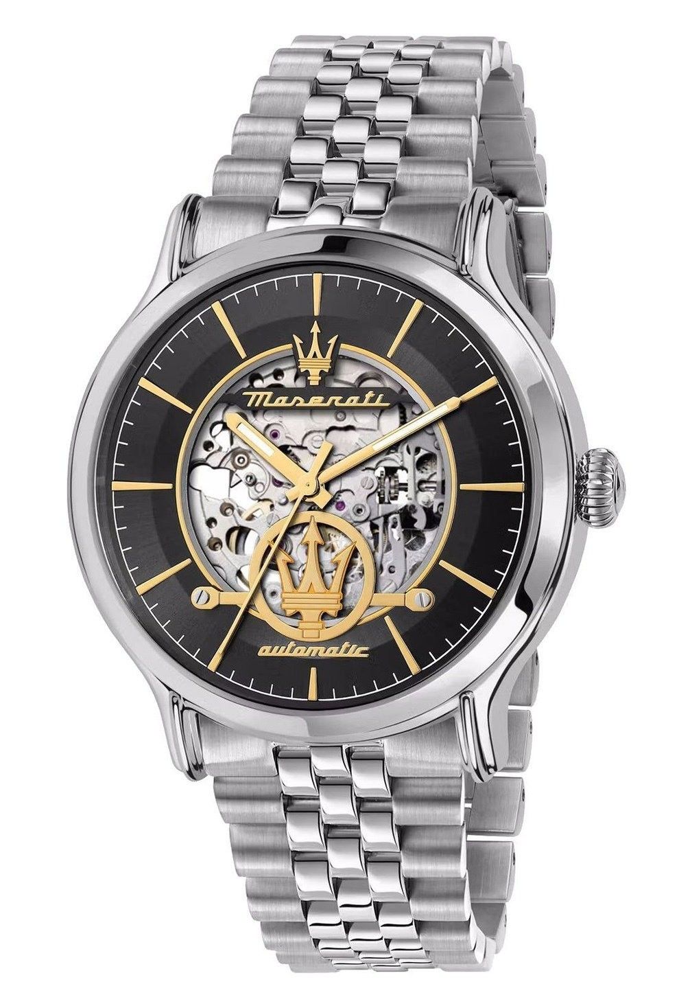 Maserati Epoca Stainless Steel Skeleton Grey Sunray Dial Automatic R8823118015 100M Men's Watch