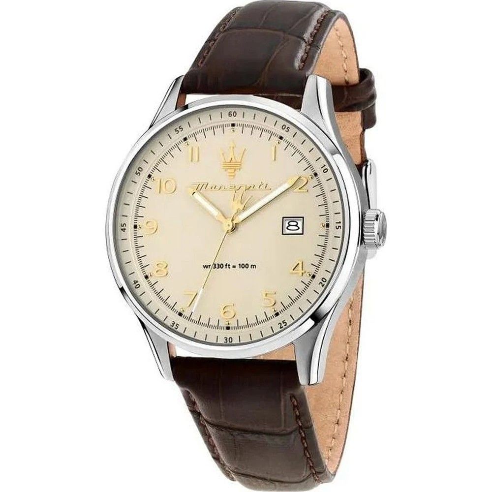 Maserati Sorpasso Leather Strap Ivory Dial Quartz R8851124004 100M Men's