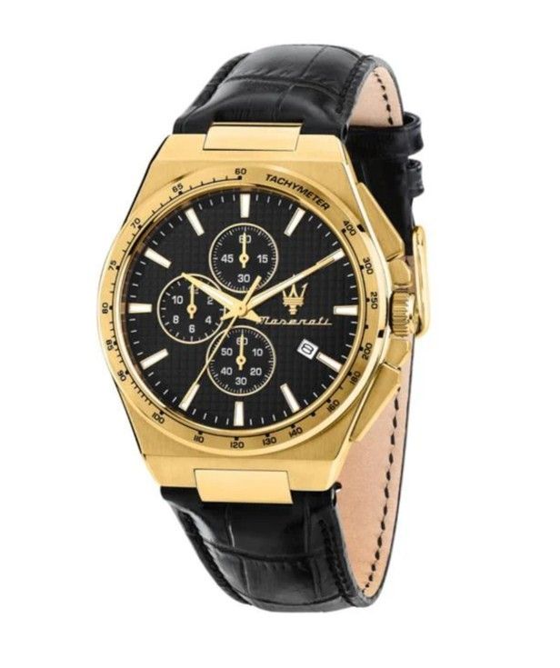 Maserati Velocita Chronograph Leather Strap Black Dial Quartz R8871653001 100M Men's Watch