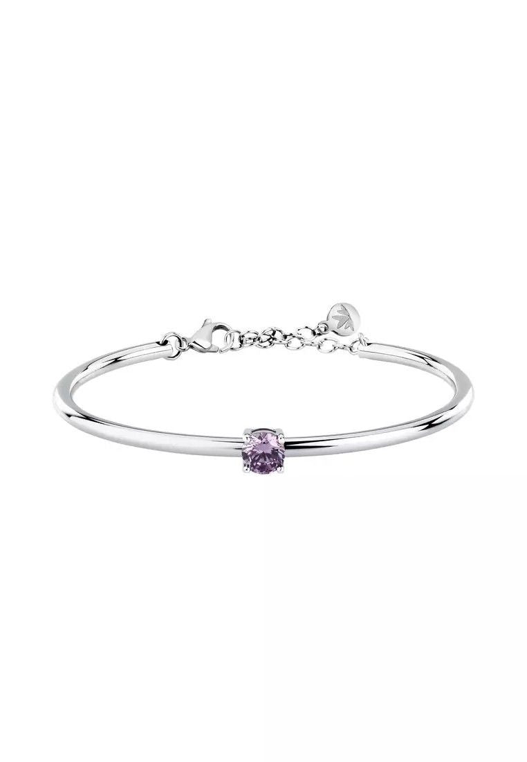 Morellato Cerchi Silver Tone Steel And Violet Zircon Bangle SAKM95 For Women