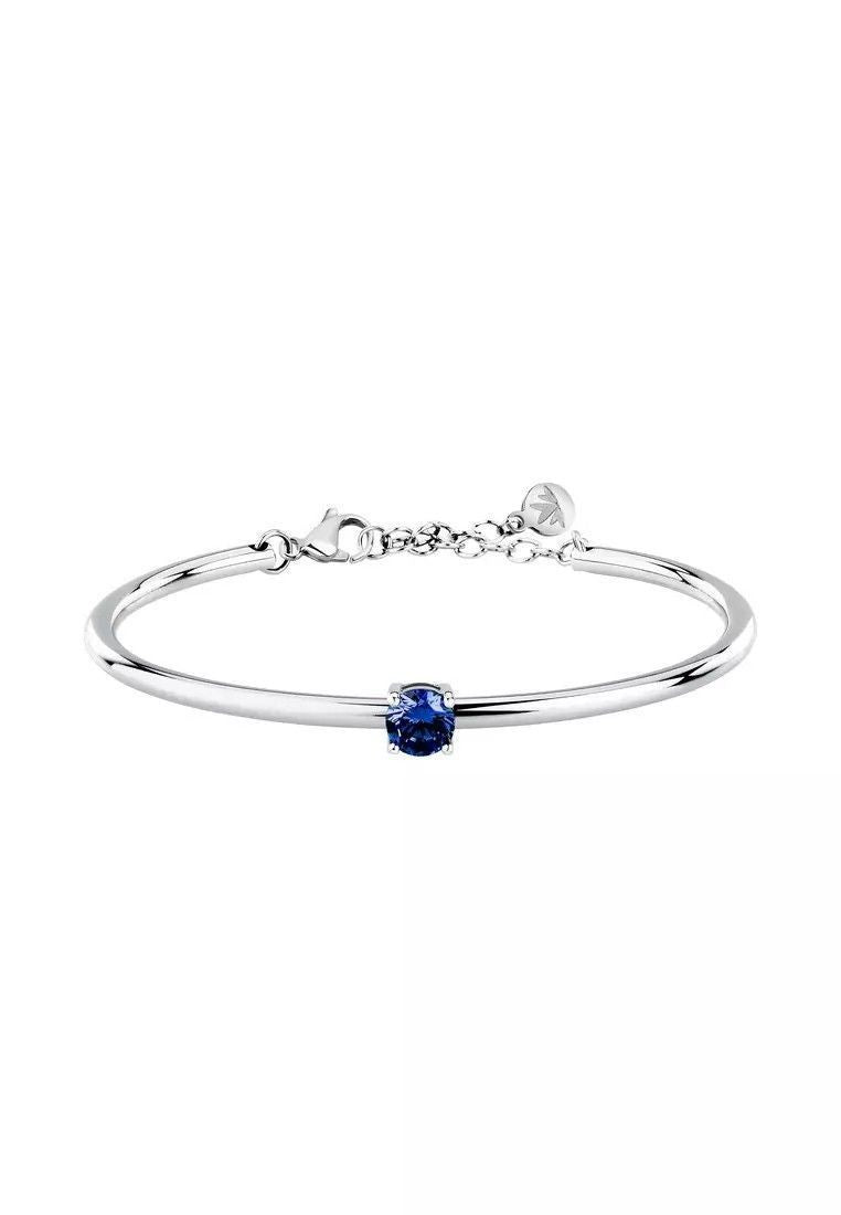 Morellato Cerchi Silver Tone Steel And Blue Zircon Bangle SAKM96 For Women