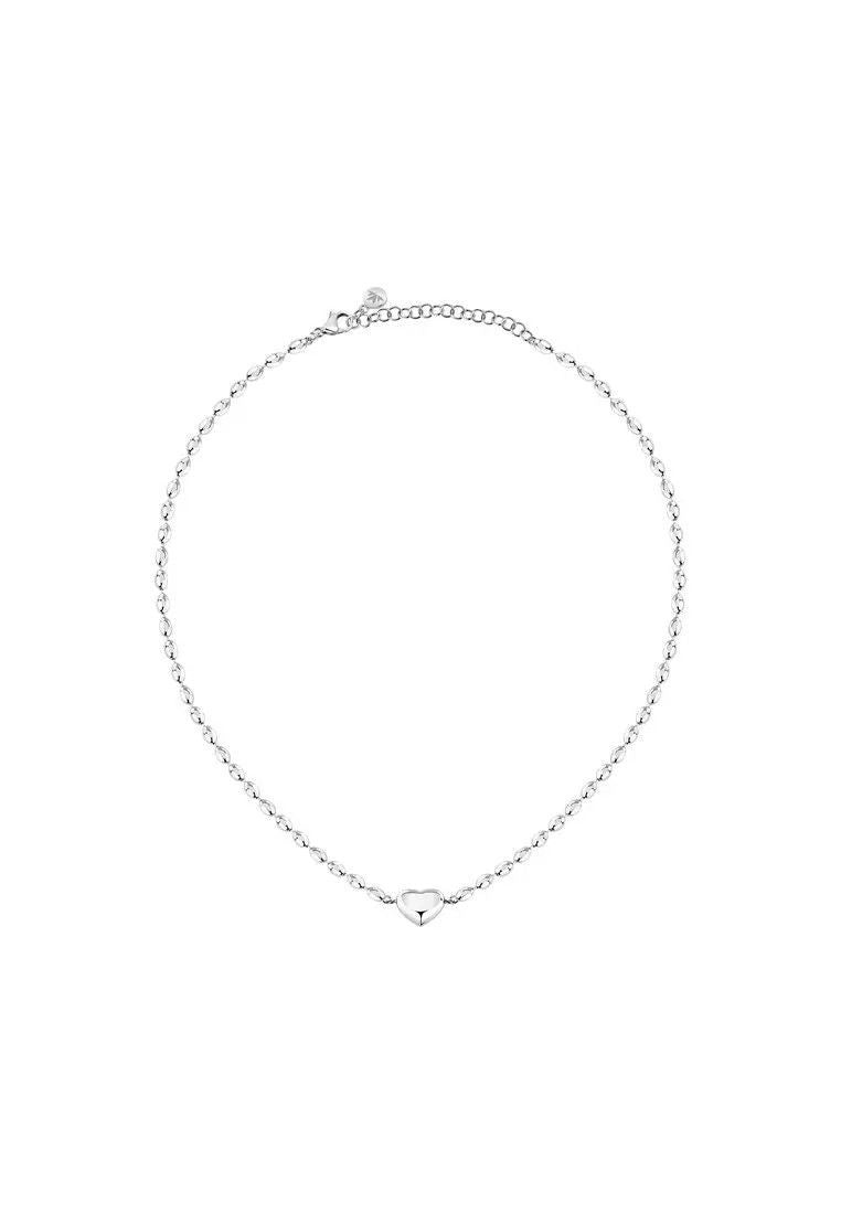 Morellato Intrecci Silver Tone Steel Necklace With Heart Symbol SAZC07 For Women
