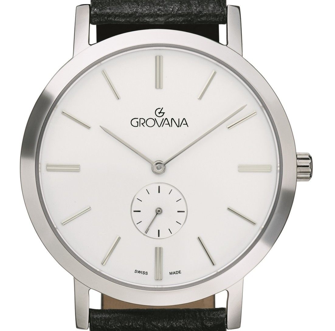 Grovana Kensington Leather Strap Silver Dial Quartz 1050.5532 Men's Watch