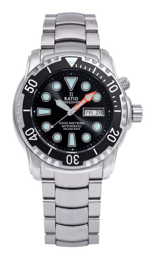 Ratio FreeDiver Helium-Safe 1000M Sapphire Automatic 1068HA96-34VA-BLK Men's Watch