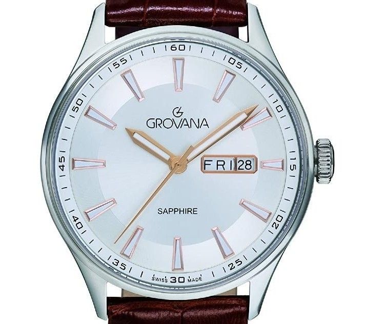 Grovana St. Andrews Leather Strap Silver Dial Quartz 1194.1528 Men's Watch