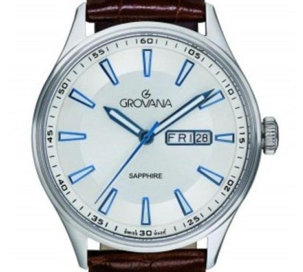 Grovana St. Andrews Leather Strap Silver Dial Quartz 1194.1532 Men's Watch