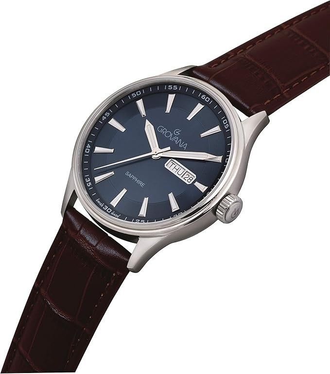 Grovana St. Andrews Leather Strap Blue Dial Quartz 1194.1535 Men's Watch