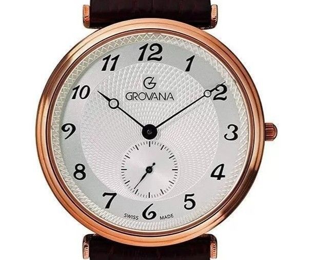 Grovana Belleville Leather Strap Silver Dial Quartz 1276.5562 Men's Watch
