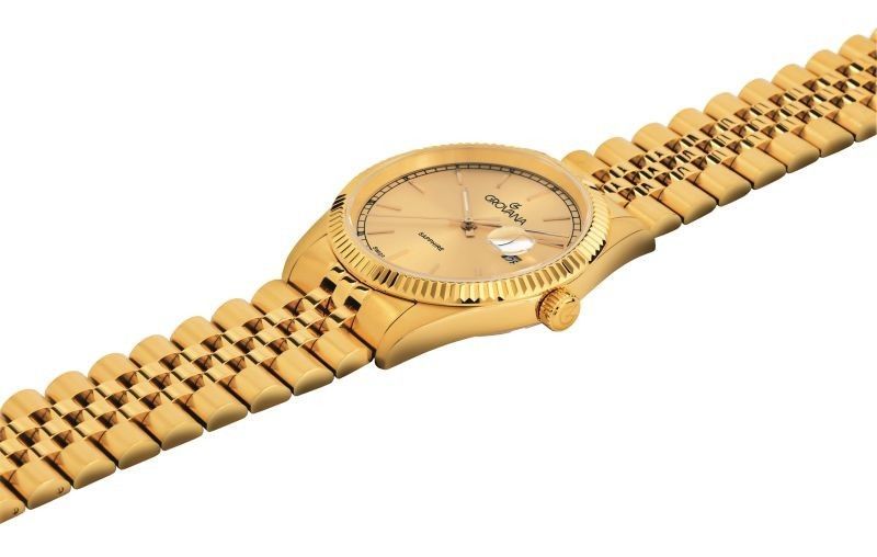 Grovana Kensington Royal Gold Tone Stainless Steel Champagne Dial Quartz 1542.1111 Men's Watch