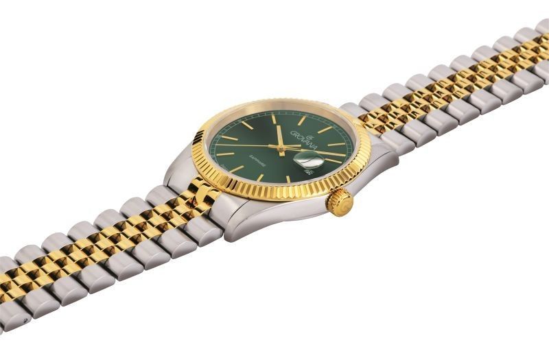 Grovana Kensington Royal Two Tone Stainless Steel Green Dial Quartz 1542.1144 Men's Watch