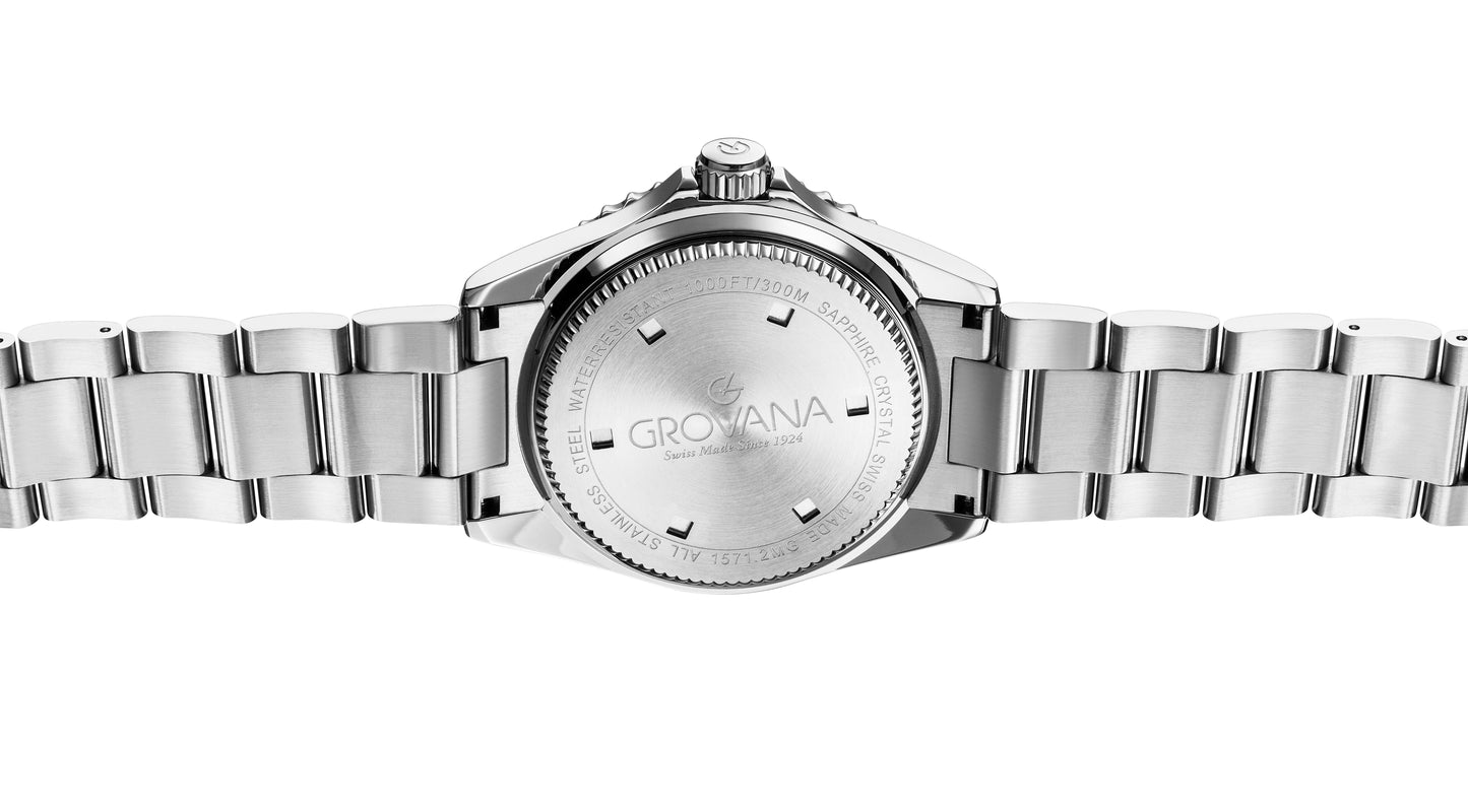 Grovana Key West Stainless Steel Black Dial Automatic Diver's 1571.2134 300M Men's Watch