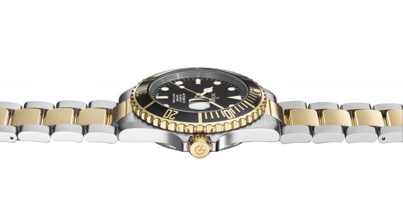Grovana Key West Two Tone Stainless Steel Black Dial Automatic Diver's 1571.2147 300M Men's Watch