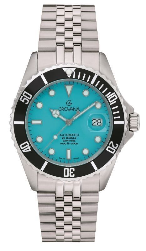 Grovana Key West Celebration Stainless Steel Ice Blue Dial Automatic Diver's 1571.2231 300M Men's Watch