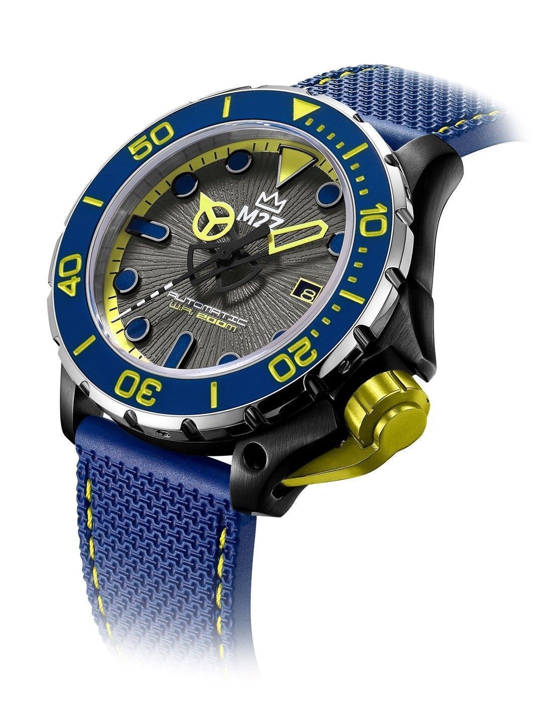 M2Z Diver 200 Sapphire Glass Blue Strap Grey Dial Automatic Diver's 200-006B 200M Men's Watch