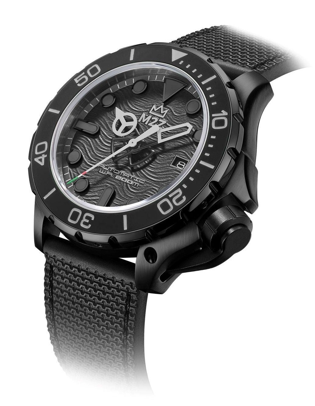 M2Z Diver 200 Sapphire Glass Black Strap Black Dial Automatic Diver's 200-009 200M Men's Watch