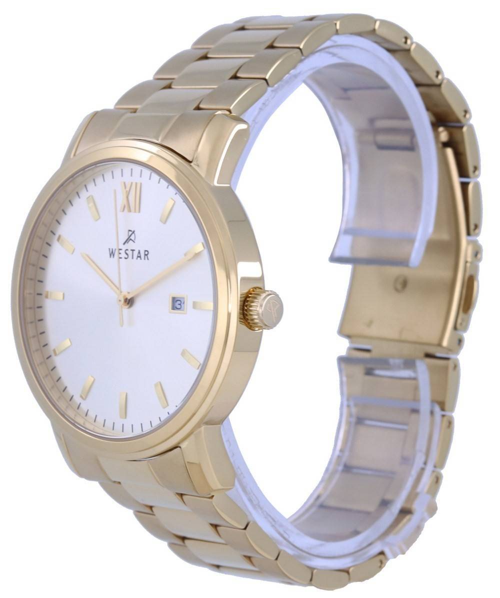 Westar Silver Dial Gold Tone Stainless Steel Quartz 50245 GPN 102 Men's Watch