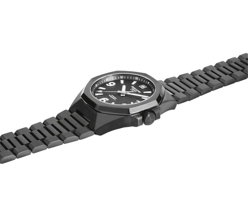 Swiss Alpine Military Typhoon Stainless Steel Black Dial Quartz 7005.1177 100M Men's Watch