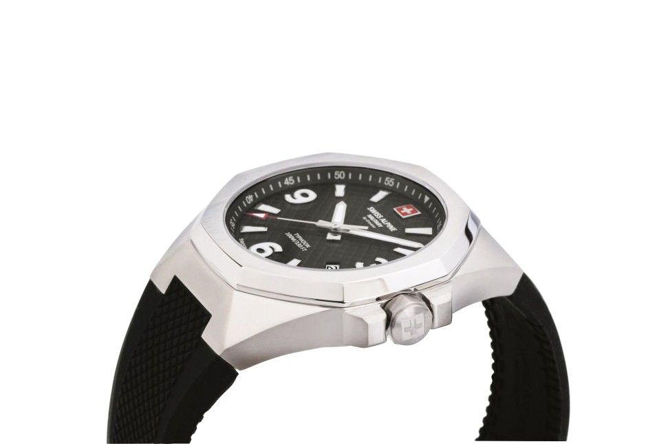 Swiss Alpine Military Typhoon Polyurethene Strap Black Dial Quartz 7005.1837 100M Men's Watch