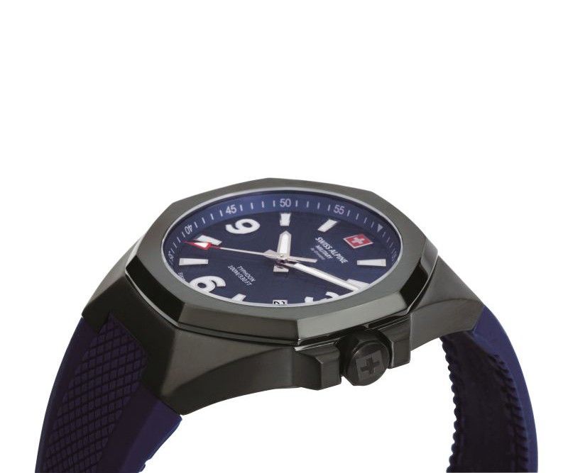 Swiss Alpine Military Typhoon Polyurethene Strap Blue Dial Quartz 7005.1875 100M Men's Watch