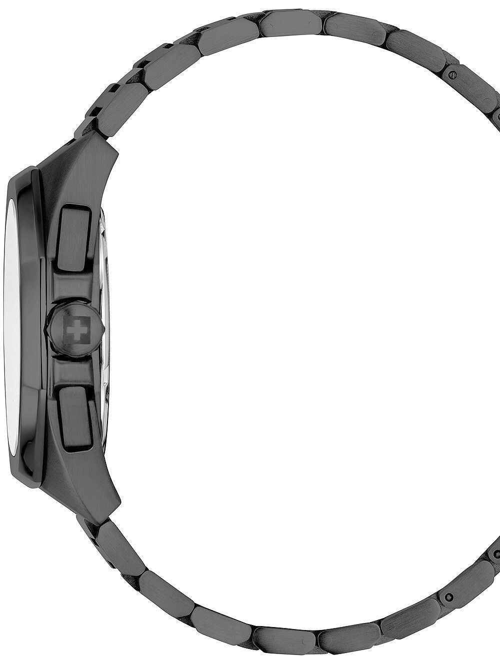 Swiss Alpine Military Typhoon Chrono Stainless Steel Black Dial Quartz 7005.9177 100M Men's Watch