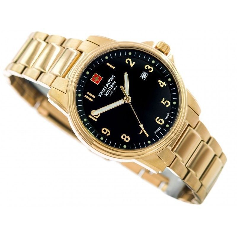 Swiss Alpine Military By Grovana Leader Black Dial Quartz 7011.1117 100M Men's Watch