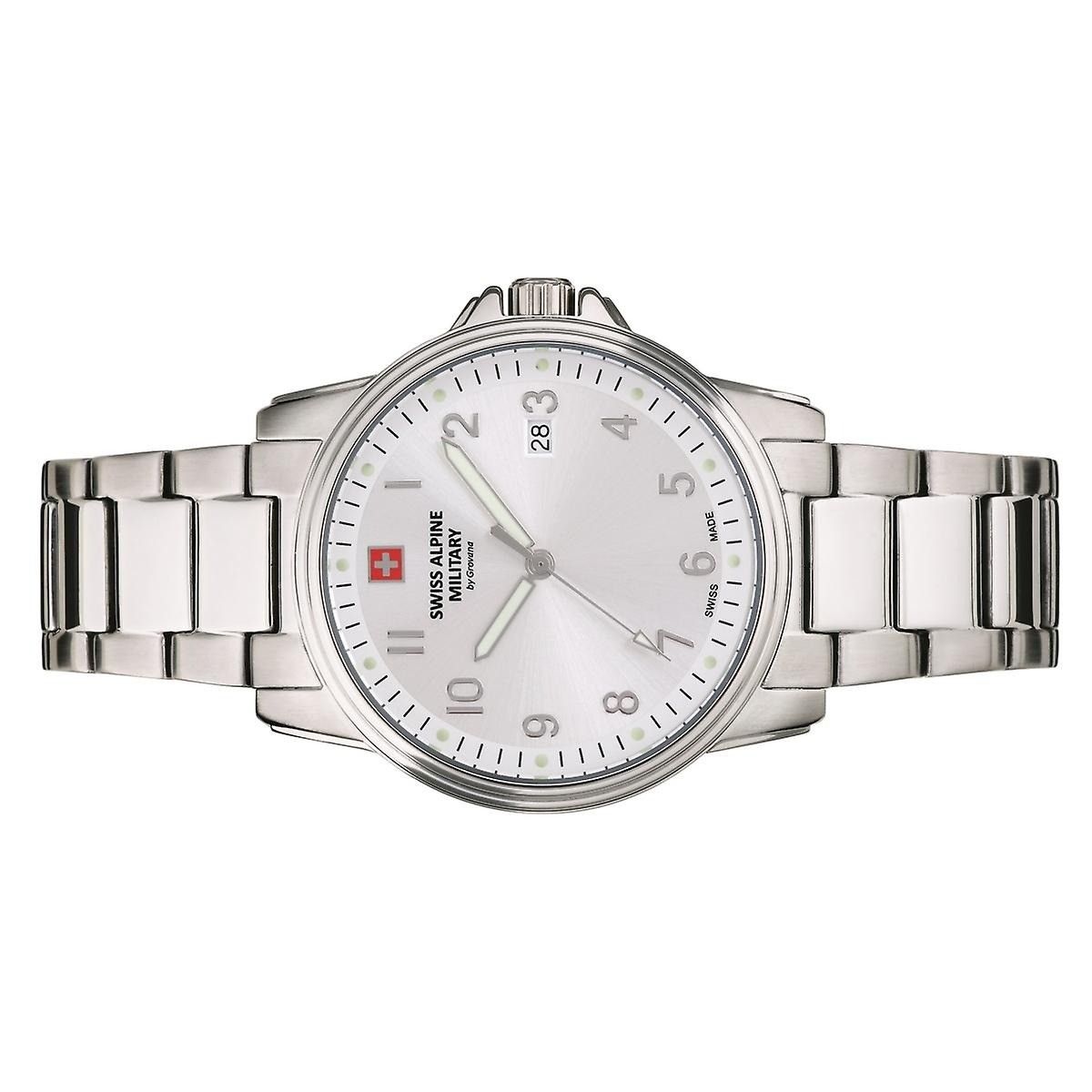 Swiss Alpine Military By Grovana Leader Silver Dial Quartz 7011.1132 100M Men's Watch