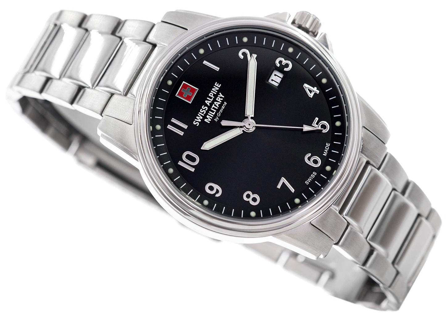 Swiss Alpine Military By Grovana Leader Black Dial Quartz 7011.1137 100M Men's Watch