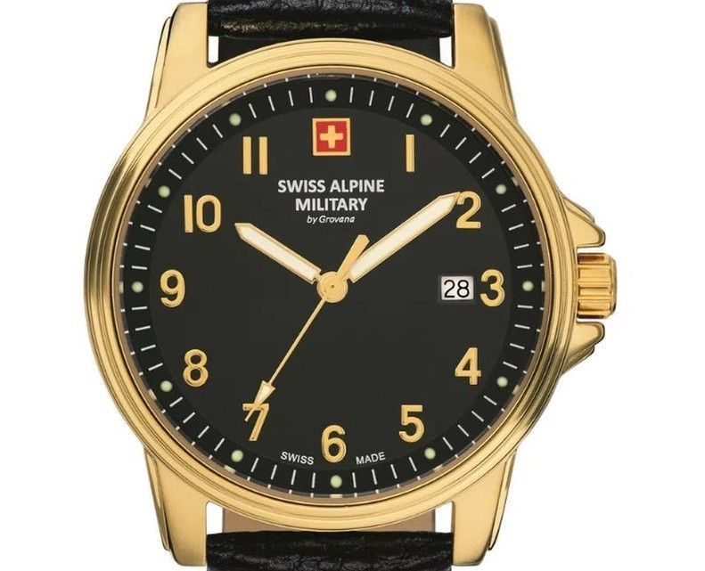Swiss Alpine Military By Grovana Leader Black Dial Quartz 7011.1517 100M Men's Watch