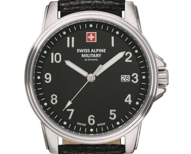 Swiss Alpine Military By Grovana Leader Black Dial Quartz 7011.1537 100M Men's Watch