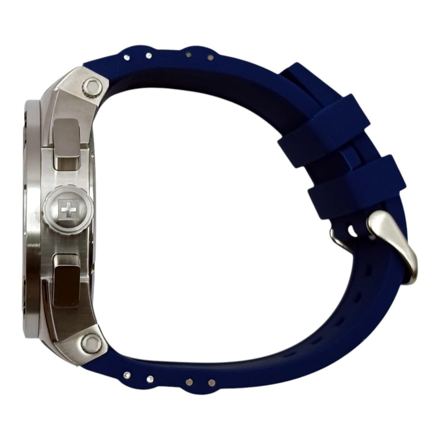 Swiss Alpine Military Aviator Supersize Chronograph Rubber Strap Blue Dial Quartz 7033.9835 100M Men's Watch