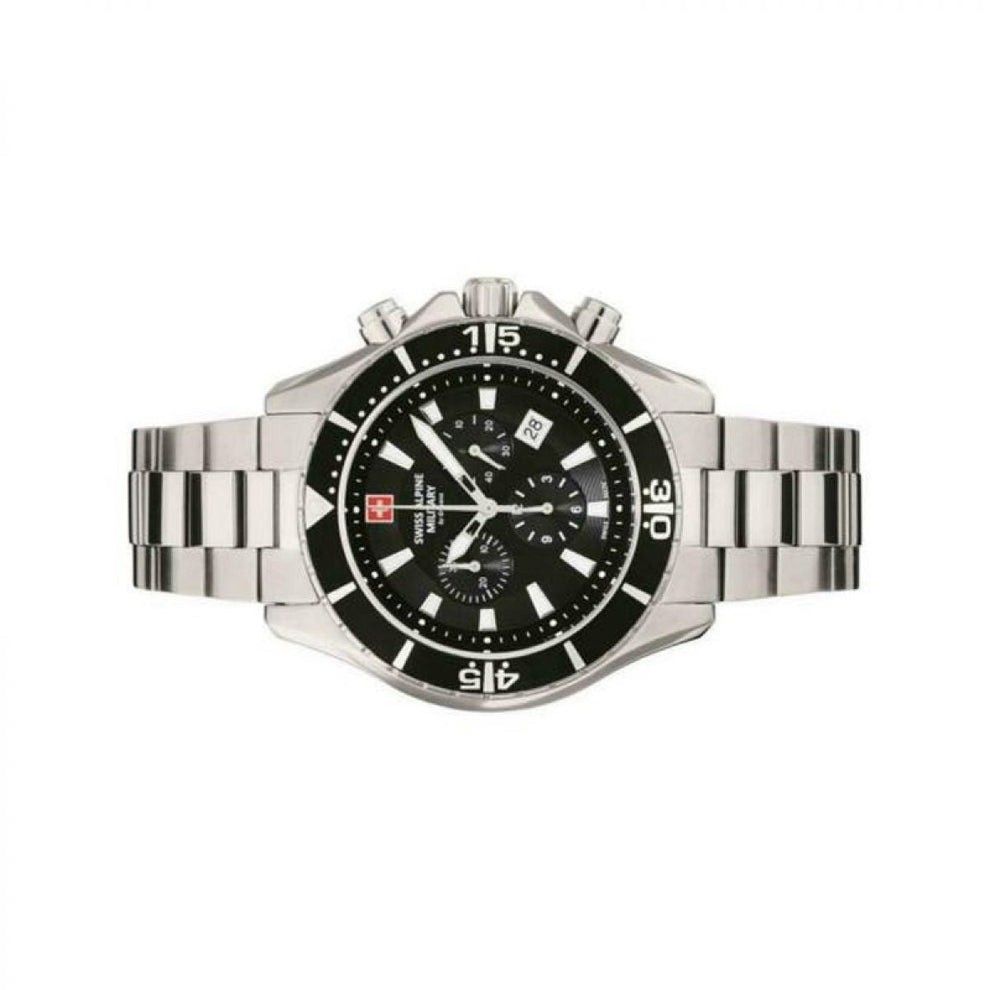 Swiss Alpine Military By Grovana Nautilus Chronograph Black Dial Quartz 7040.9137 100M Men's Watch