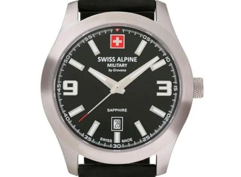 Swiss Alpine Military Combat Pro Rubber Strap Black Dial Quartz 7056.1837 100M Men's Watch